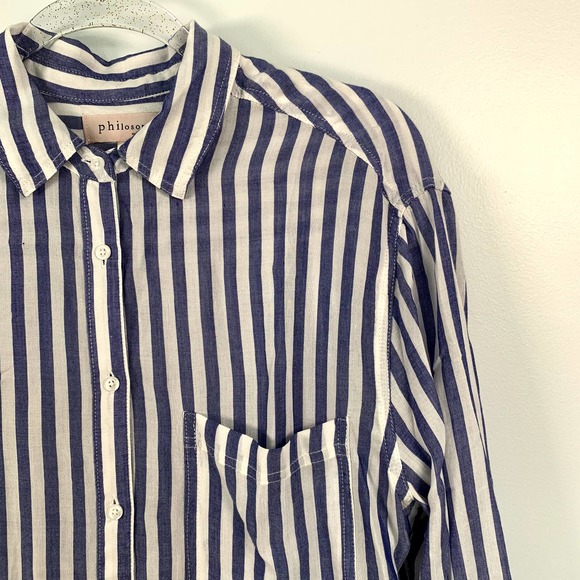 Philosophy Striped Blue/White Tunic Style Women's‎ Shirt M - Picture 3 of 6